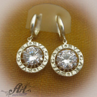 Сребърни обеци с бял цирконий " Bvlgari"