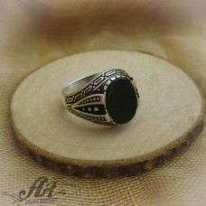 Мъжки сребърен пръстен с оникс R-509