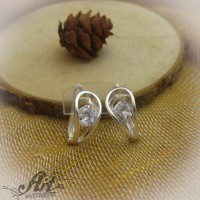 Сребърни обеци с цирконий - Е-141