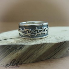 Мъжки сребърен пръстен халка R-606