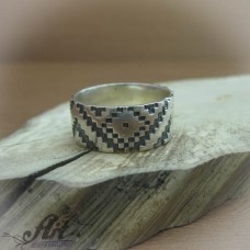 Мъжки сребърен пръстен " Шевица " R-601