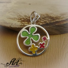Сребърен медальон с емайл P-648