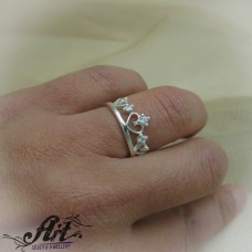 Сребърен дамски пръстен "Корона" R-706