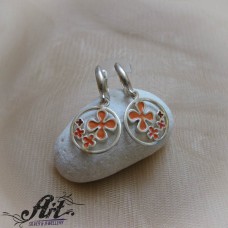 Сребърни обеци с емайл E-1009 Сребърни обеци с емайл E-1009