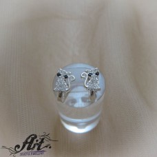 Сребърни обеци с цирконий "Коте" - E-1039