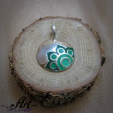 Сребърен медальон с емайл  P-841