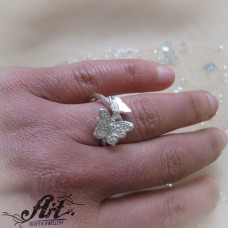 Сребърен дамски пръстен с цирконий "Пеперуда" R-882