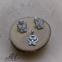 Сребърен комплект с циркони "Коте" S-415