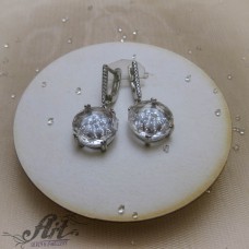 Сребърни обеци с циркони-  E-1335