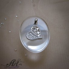 Сребърен медальон с циркони "Сърце" P-1214